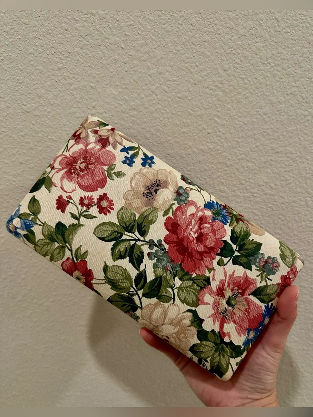 Vintage Floral Jewelry Box Travel Organizer Mirror Fabric Case